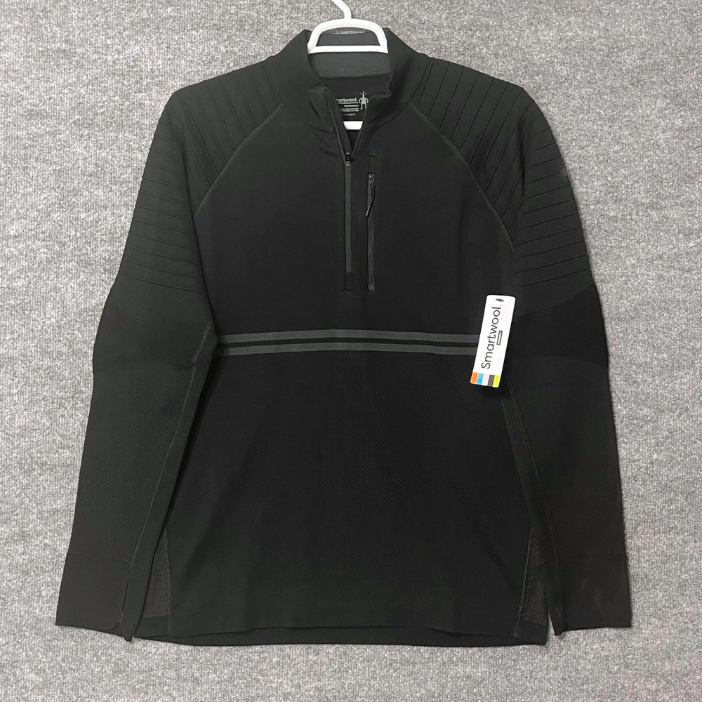 Smartwool Intraknit Tech 1/4 Zip Pullover Mens XL Black Charcoal Outdoors NEW